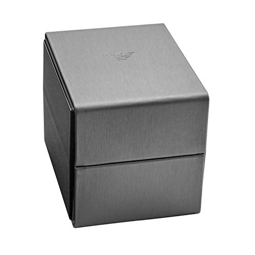 Emporio Armani Reloj Hombre, Movimiento de tres manecillas con fecha, caja de 42mm de acero inoxidable plateado con correa de acero inoxidable, AR11338, Tono plata y verde oscuro