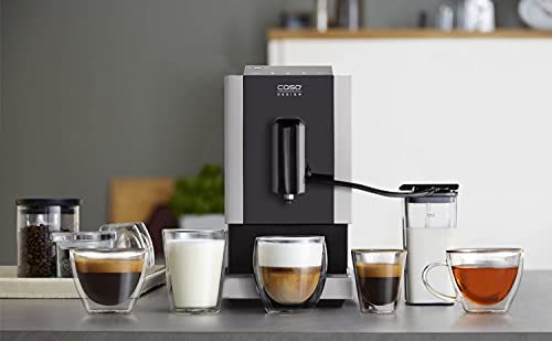 Caso Café Crema Touch - Cafetera automática, incluye manguera y depósito de leche, mecanismo de cono regulable sin niveles, listo para arrancar, todas las especialidades de café al tacto, color negro