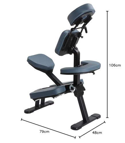 Master Massage Gymlane - Silla de Masaje Profesional, Plegable, de Aluminio, Ajustable, Ligera, con cojín Musical, Altavoz, Bluetooth, maletín de Transporte, Color Azul Real