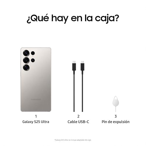 Samsung Galaxy S25 Ultra 256GB Teléfono Móvil con IA, Galaxy AI, 12GB RAM, Cámara 200MP, Dual SIM, IP68, Garantía del Fabricante 3 Años + 1 Año Extra, Titanio Gris (Versión Española)
