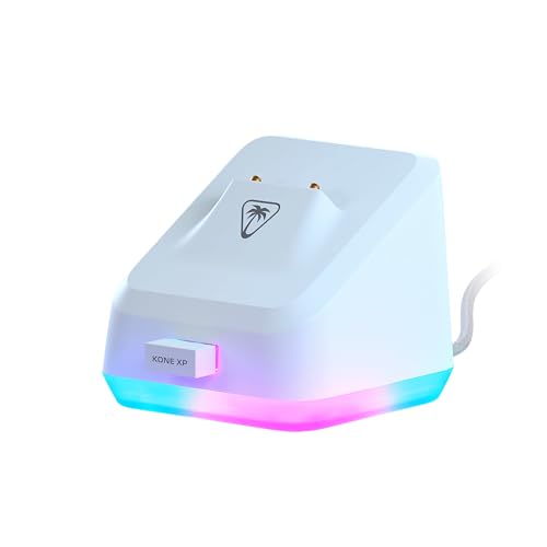 Turtle Beach Kone XP Air - mouse de juego RGB ergonómico inalámbrico personalizable, sensor óptico de 19,000 ppp, batería de 100 horas de duración y base de carga - Blanco