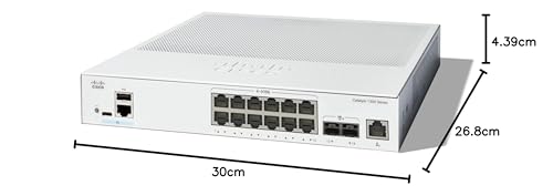 Switch gestionado Cisco Catalyst 1300-12XT-2X, 12 Puertos de 10G de Cobre, 2x10GE SFP+, protección Limitada de por Vida (C1300-12XT-2X)