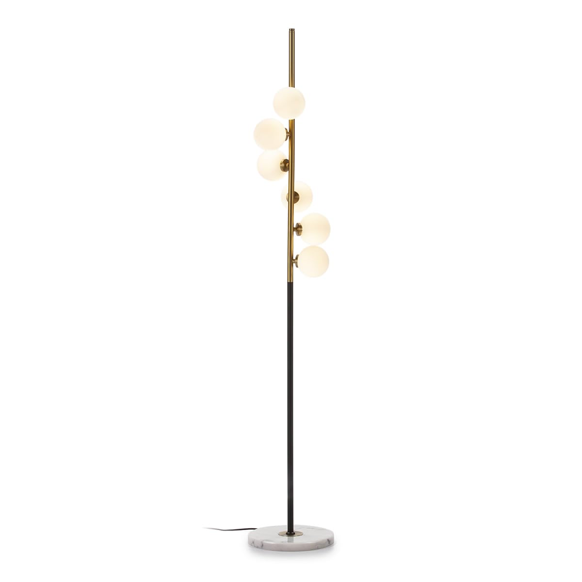 LAMPARA DE PIE 27X27X165 CRISTAL BLANCO/MARMOL BLANCO/METAL DORADO/NEGRO