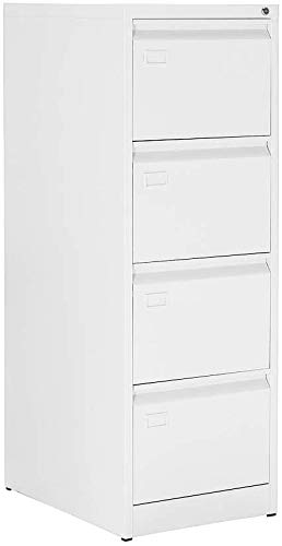 Pack 4 - OFITURIA ® Archivador Metálico Tipo Bisley Organizativo De Oficina Blanco con 4 Cajones para Carpetas DIN A4 Y Folio, Documentos con Llave, 132 X 46 X 62 (4 Unidades, Blanco 4 Cajones)