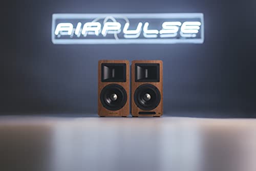 EDIFIER AIRPULSE A80 - Sistema de altavoces de estantería 2.0 (100 W) con Bluetooth V5.0 (aptX), tweeter de bocina de cinta para agudos precisos y claros, posibilidades de conexión versátiles, incluye