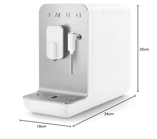 Smeg BCC02WHMEU Cafetera automática compacta con función de vapor, color blanco