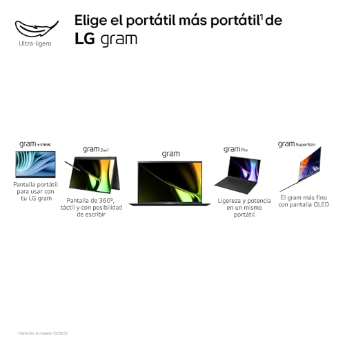 LG gram 16Z90S-G.AD89B - Portátil Ultraligero de 40.6 cm (16") 2560x1600, Panel IPS, Intel Core Ultra 7, 32 GB RAM, 1TB SSD, 1,199 g, batería hasta 24.5 h, W11 Home, Gris, Teclado Qwert Español