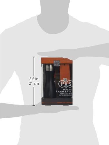 Peugeot Duo Fidji-Molinillo de Sal y Pimienta (15 cm), Color, Madera, Acero Inoxidable Y Negro Mate, 5 cm