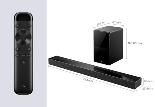 TCL Barra de Sonido Q75H con tecnología RayDanz de 5.1.2ch Dolby Atmos & DTS:X con subwoofer inalámbrico Compatible con HDMI 2.1 y BT 5.3