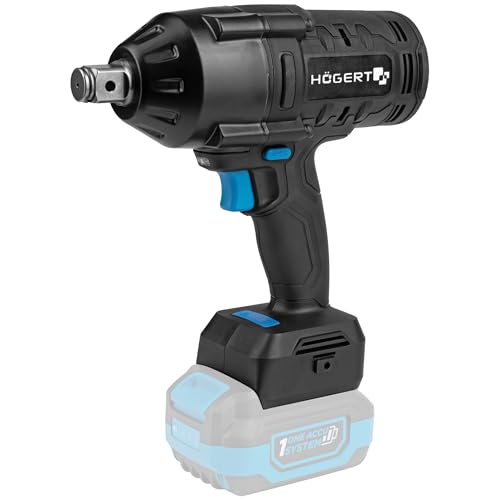 Högert Technik Atornillador de impacto inalámbrico de 18 V, 600 Nm, par de arranque de 900 Nm, motor sin escobillas, mango cuadrado de ½, iluminación LED, engranaje metálico + batería PROMO de 2,0 Ah
