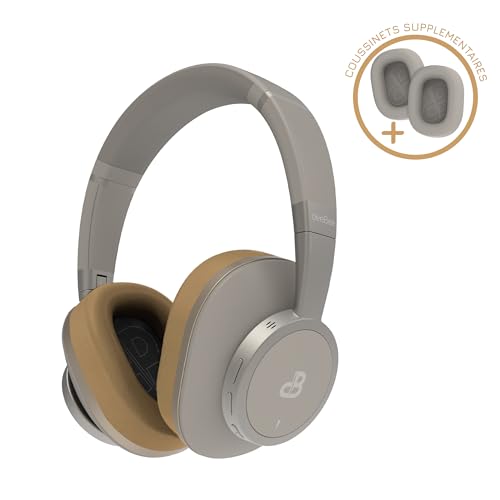 DeeBee DB-Pulse-GLC Auriculares Bluetooth Circumaurales, Cancelación Activa de Ruido, 40 Horas de Autonomía, 5 Micrófonos, Negro, con Almohadilla Intercambiable