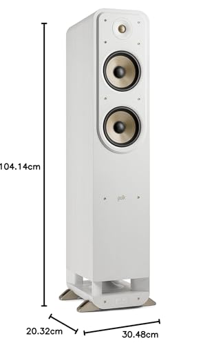Polk Audio Signature Elite ES55 - Altavoz de Torre con Certificado de de Alta resolución y Dolby Atmos y DTS: Compatible con X, Tweeter de 1 Pulgada y (2) Woofers de 6,5 Pulgadas, Color Blanco