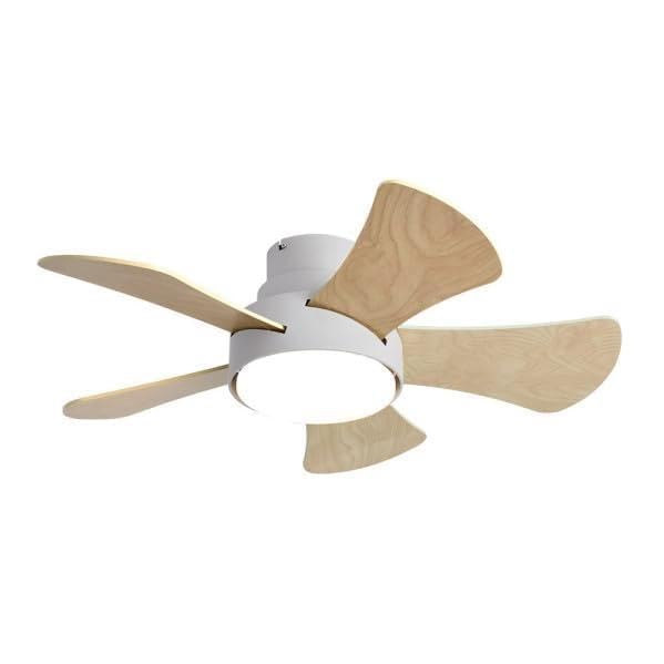 Ventilador de techo Gregario 25W DC blanco, con 5 aspas reversibles blanco/haya, 6 velocidades, luz regulable (3000-4000-6000K), control remoto y temporizador, ideal para cualquier ambiente.