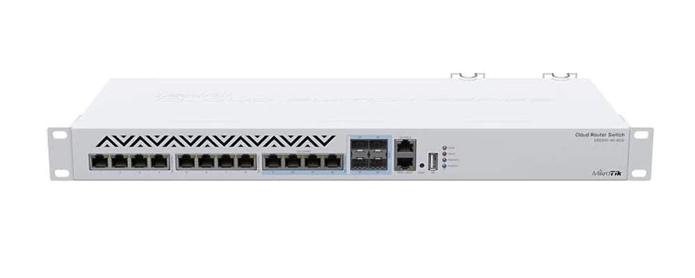 MikroTik CRS312-4C+8XG-RM - Conmutador de Red L3, 10G, Ethernet (100/1000/10000), 1U, Blanco