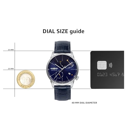 Zeppelin 7366-3 - Reloj para Hombres, Correa de Cuero Color Azul Oscuro