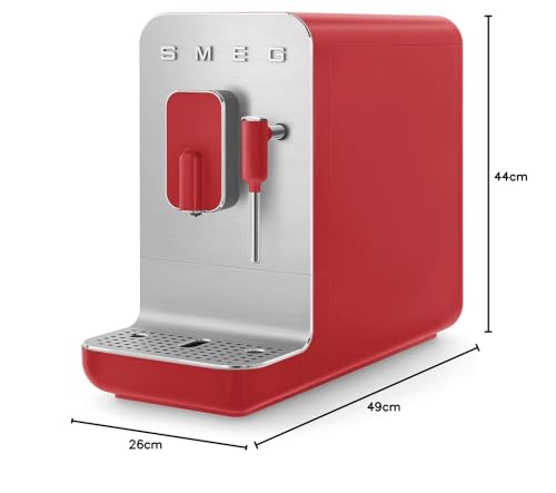SMEG BCC02RDMEU Cafetera automática compacta con función vapor, color rojo mate