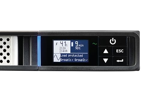 Eaton - Inversor 5P 650 IR G2 - Line Interactive UPS Rack 1U - 5P650IRG2 - Potencia 650VA (4 Tomas IEC C-13 10A, Protector contra sobretensiones, batería) - Pantalla LCD gráfica - Negro
