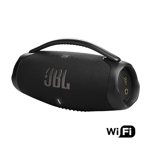 JBL Boombox 3 Wifi Altavoz Bluetooth inalámbrico, resistente al agua y al polvo IP67, con batería de hasta 24 horas de duración, en negro