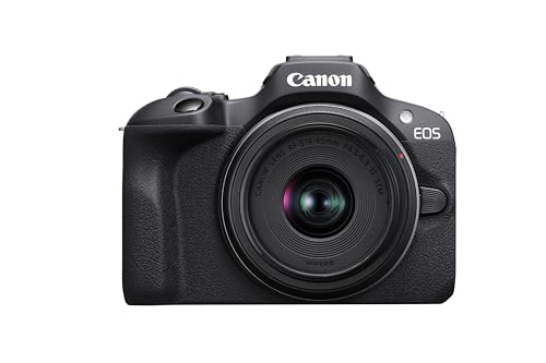 CANON EOS R100 Cámara Mirrorless + Objetivo RF-S 18-45 mm F4.5-6.3 IS STM + Bolsa para Cámara + Tarjeta SD de 64GB | Cámara Evil APS-C (24,1 MP) -4 EV | Vídeo 4K 25 fps | Dual Pixel CMOS AF | Negro