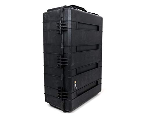 PELI 1730 Maleta de transporte técnica con ruedas para equipos electrónicos, fotográficos y audiovisuales, IP67 estanca, 167L de capacidad, fabricada en EE.UU., con espuma personalizable, color negro
