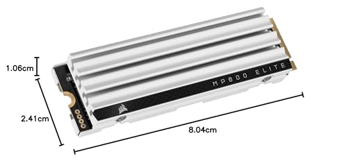Corsair MP600 Elite 2 TB M.2 PCIe Gen4 x4 SSD NVMe - Optimizada para PS5 - Disipador Térmico Incluido - M.2 2280 - hasta 7.000 MB/s de Lectura Secuencial - NAND 3D TLC de Alta Densidad - Blanco