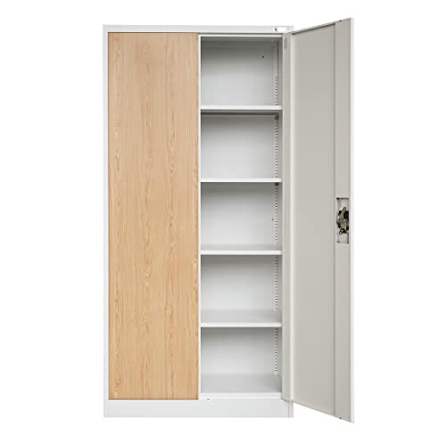 Jan Nowak Juego de 4 Armario de Oficina Archivador Armario de Herramientas Metálico 4 Estantes con Recubrimiento de Polvo Se Puede Cerrar 185 cm x 90 cm x 40 cm
