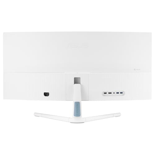 ASUS VU34WCIP-W Monitor Eye-Care WQHD de 34 Pulgadas, 3440x1440, curvatura 1500R, sin Marco, 100 Hz, ionizador de Aire, SmoothMotion, Eye Care Plus, USB-C PD 65 W, Altavoces, sostenibilidad óptima