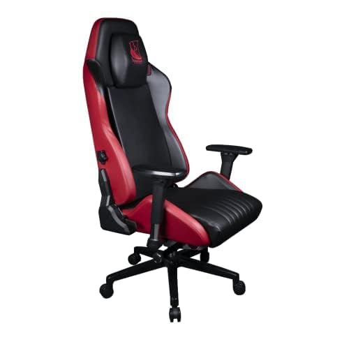 Konix Drakkar Silla de Oficina Gaming Odin - Inclinación del Asiento 160° - Cuero de Poliuretano Liso - Motivo Vikingo - Negro y Rojo