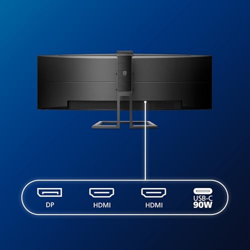 Philips Monitors 499P9H, 49", Curved 1800R, SuperWide, 70Hz, VA, AdaptiveSync (5120x1440, 450cd/m, HDMI 2x2.0, Displayport 1x1.4), negro