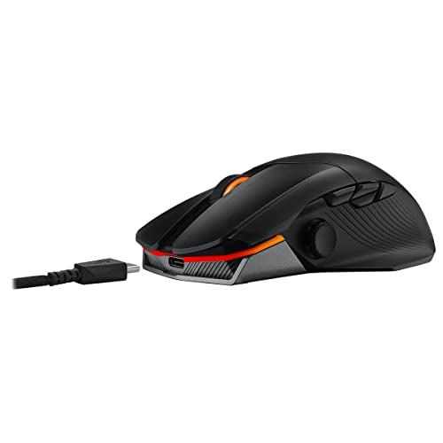 ASUS ROG Chakram X Origin - Ratón Gaming, Conectividad Triple 2.4GHz RF, Bluetooth y con Cable, Sensor de 36000 dpi, 11 Botones Programables, Joystick Desmontable, Cable Paracord, Negro