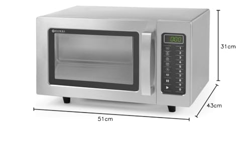 HENDI Microondas, 1000W, 10 programas predeterminados, máx. diámetro de los platos: 320mm, potencia entrada 1550W, 25L, 230V, 511x432x(H)311mm, cámara 327x346x(H)200mm, acero inoxidable