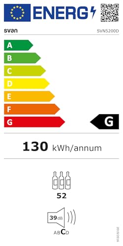 SVAN Vinoteca 52 Botellas Negro SVN5200D. Capacidad 127 Litros, Bajo Nivel Sonoro, Luz Interior, Eficiencia Energética Clase G