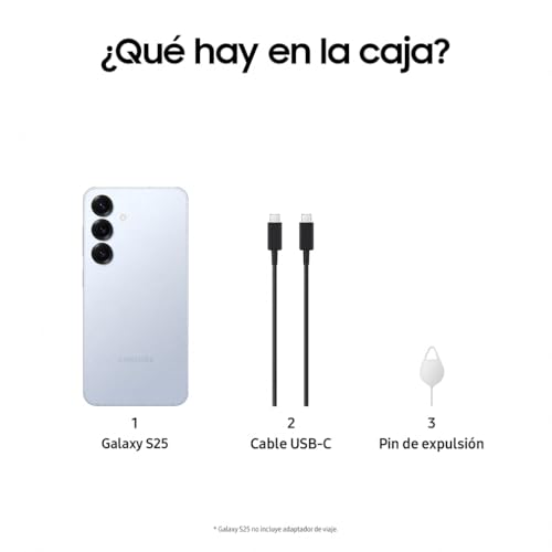 Samsung Galaxy S25 128GB Teléfono Móvil con IA, Galaxy AI, 12GB RAM, Cámara 50MP, Dual SIM, IP68, Garantía del Fabricante 3 Años + 1 Año Extra, Color Azul (Versión Española)