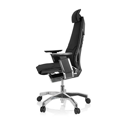 hjh OFFICE 652848 Silla de Oficina GENIDIA Pro Silla giratoria ergonómica, Fabric Black