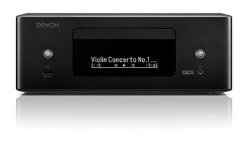 Denon RCD-N12DAB - Sistema Compacto con Amplificador HiFi, Reproductor de CD, transmisión de música, HEOS Multiroom, Bluetooth, Wi-Fi, AirPlay 2, Compatible con Alexa, 2 entradas de TV óptica, Radio