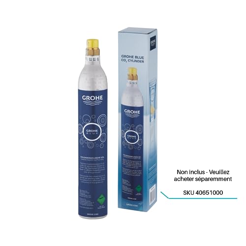 GROHE Blue Home - Grifo monomando de fregadero con función filtro de agua, caño en L, sin gas, con poco gas y con gas