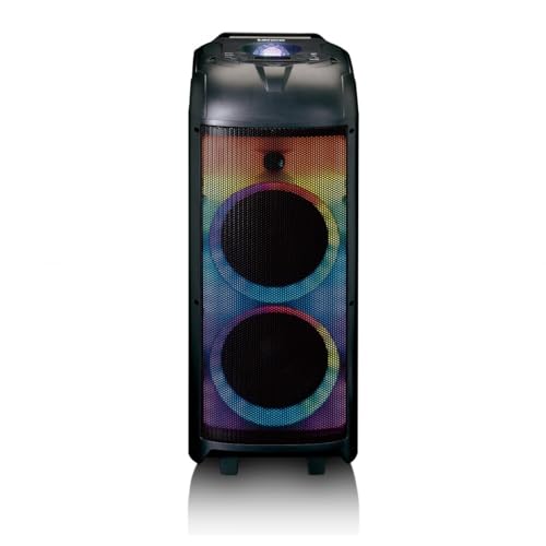 Lenco Altavoz para Karaoke PA-260, Sistema de Karaoke Bluetooth, 120 W RMS, Efectos de luz, batería integrada, 12 Horas de reproducción, 2 micrófonos, Color Negro