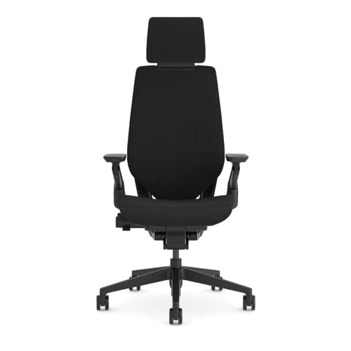 Steelcase Gesture, silla de oficina ergonómica con brazos 360 grados, sujeción lumbar y reposa cabeza regulables Ónix
