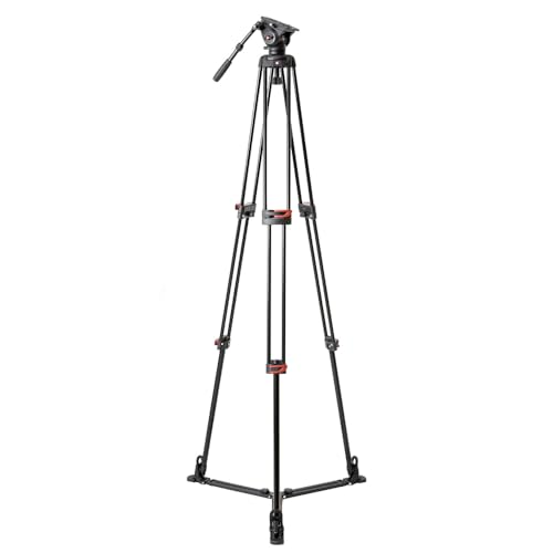 Caruba Videostar 188 Pro - Trípode de vídeo Robusto, Estable y versátil para un posicionamiento preciso de la cámara - Tornillo de liberación rápida de 1/4" - Carga máxima de 15 kg