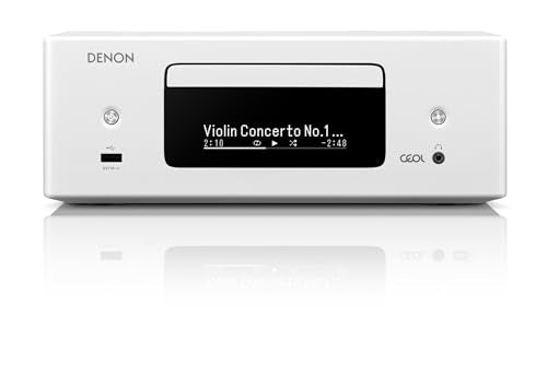 Denon RCD-N12DAB Sistema compacto, amplificador HiFi, reproductor de CD, radio por Internet, transmisión de música, HEOS Multiroom, Bluetooth y WiFi, AirPlay 2, compatible con Alexa, 2 entradas