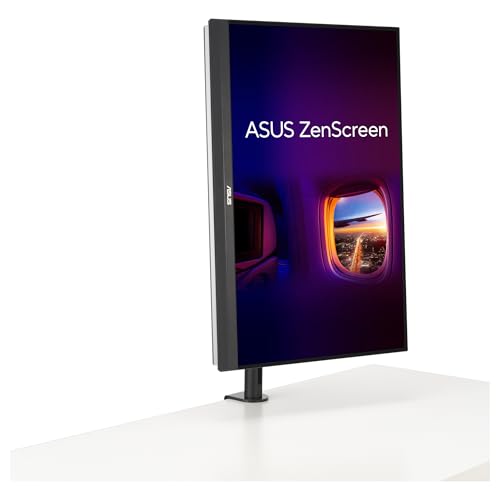ASUS ZenScreen MB27ACF Monitor portátil de 27 Pulgadas QHD, 2560 x 1440, IPS, 100Hz, USB-C PD 70 W, Altavoces, asa de Soporte, Pinza en C, Gancho de partición, subwoofer, Audio de 2.1 Canales