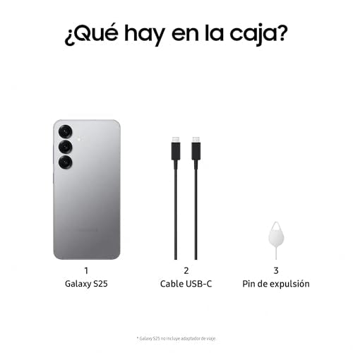 Samsung Galaxy S25 512GB Teléfono Móvil con IA, Galaxy AI, 12GB RAM, Cámara 50MP, Dual SIM, IP68, Garantía del Fabricante 3 Años + 1 Año Extra, Color Gris (Versión Española)