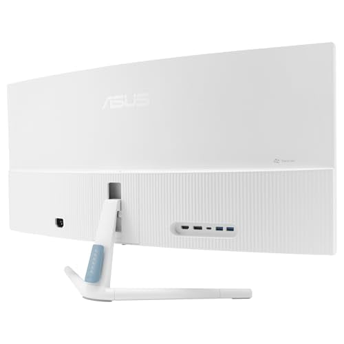 ASUS VU34WCIP-W Monitor Eye-Care WQHD de 34 Pulgadas, 3440x1440, curvatura 1500R, sin Marco, 100 Hz, ionizador de Aire, SmoothMotion, Eye Care Plus, USB-C PD 65 W, Altavoces, sostenibilidad óptima