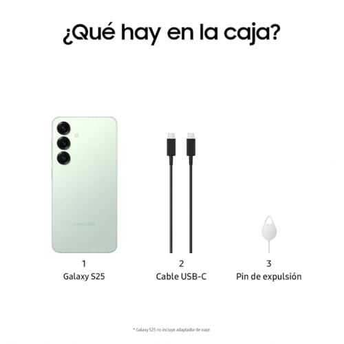 Samsung Galaxy S25 128GB Teléfono Móvil con IA, Galaxy AI, 12GB RAM, Cámara 50MP, Dual SIM, IP68, Garantía del Fabricante 3 Años + 1 Año Extra, Color Menta (Versión Española)