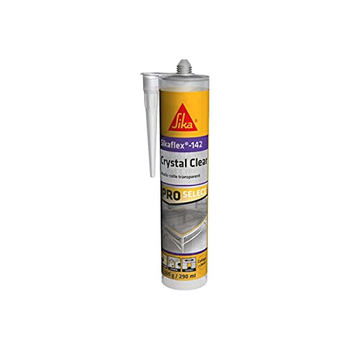 Sikaflex 142 Crystal Clear - Sellador polimérico para pegado, juntas y grietas, alto rendimiento, interior y exterior, cartón de 12 cartuchos de 290 ml