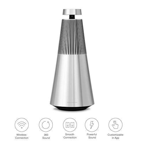 Bang & Olufsen Beosound 2 (3.ª Generación), Elegante y potente altavoz WiFi para el hogar con sonido envolvente de 360 grados, de pie o para estantería, Natural