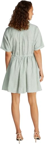 Tommy Hilfiger Vestido Mujer Linen Short con cinturón, Multicolor (Classic Ithaca/Fort Green), 36