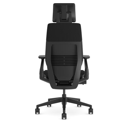 Steelcase Gesture, silla de oficina ergonómica con brazos 360 grados, sujeción lumbar y reposa cabeza regulables Ónix