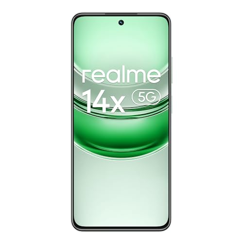 realme 14x 5G Smartphone 6+128GB, Pantalla Eye Comfort 120Hz, cámara nítida de 50MP, batería de Larga duración 5000mAh, Resistencia a los Golpes de Nivel Militar, Octa-Core, Verde (sin Adaptador)