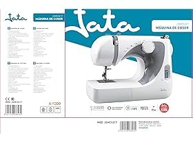 JATA JSMC5217 Máquina de Coser con 13 Diseños de Puntada, Pespunte y Zigzag. Ojal en 4 Tiempos con Pedal Portátil. Incluye accesorios. Diseño Compacto. Bajo Peso